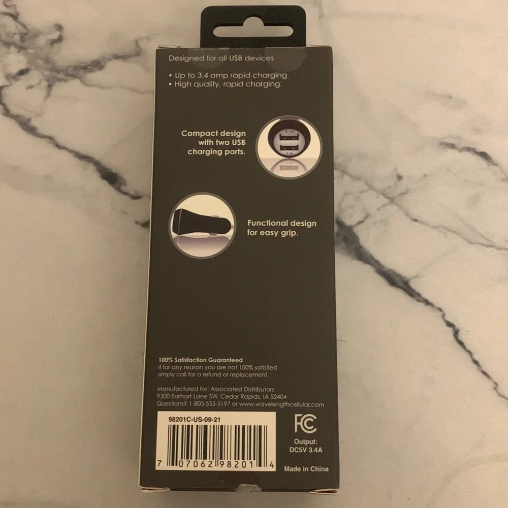 Dual USB 3.4 Amp Car Charger